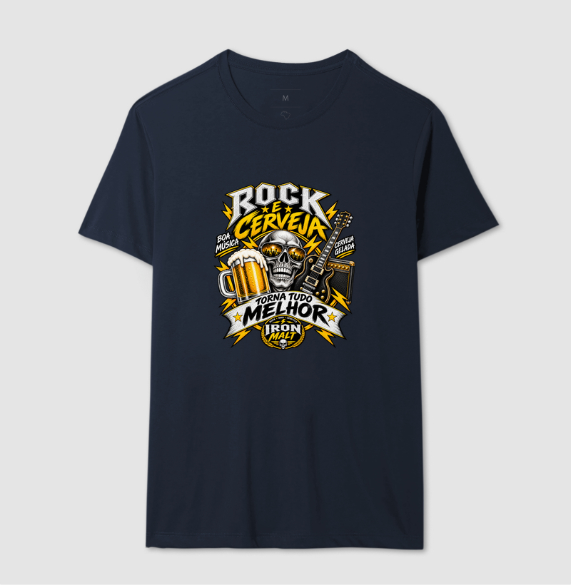 Camiseta Rock e Cerveja Caveira com Guitarra – Estilo Rock’n Roll | Iron Malte - Imagem 4