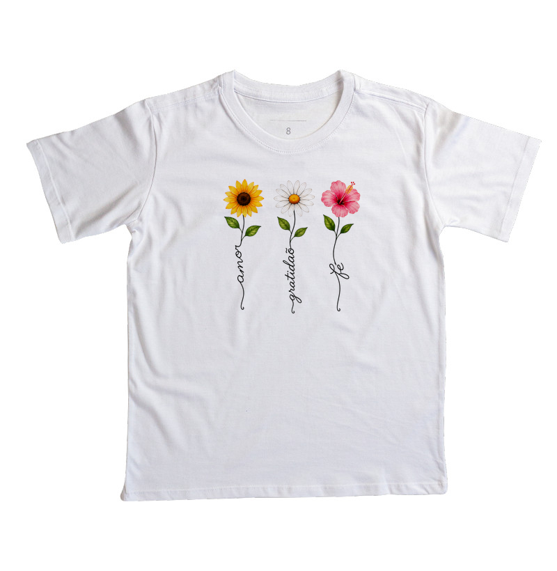 Camiseta Floresça com amor, fé e gratidão. - Imagem 7