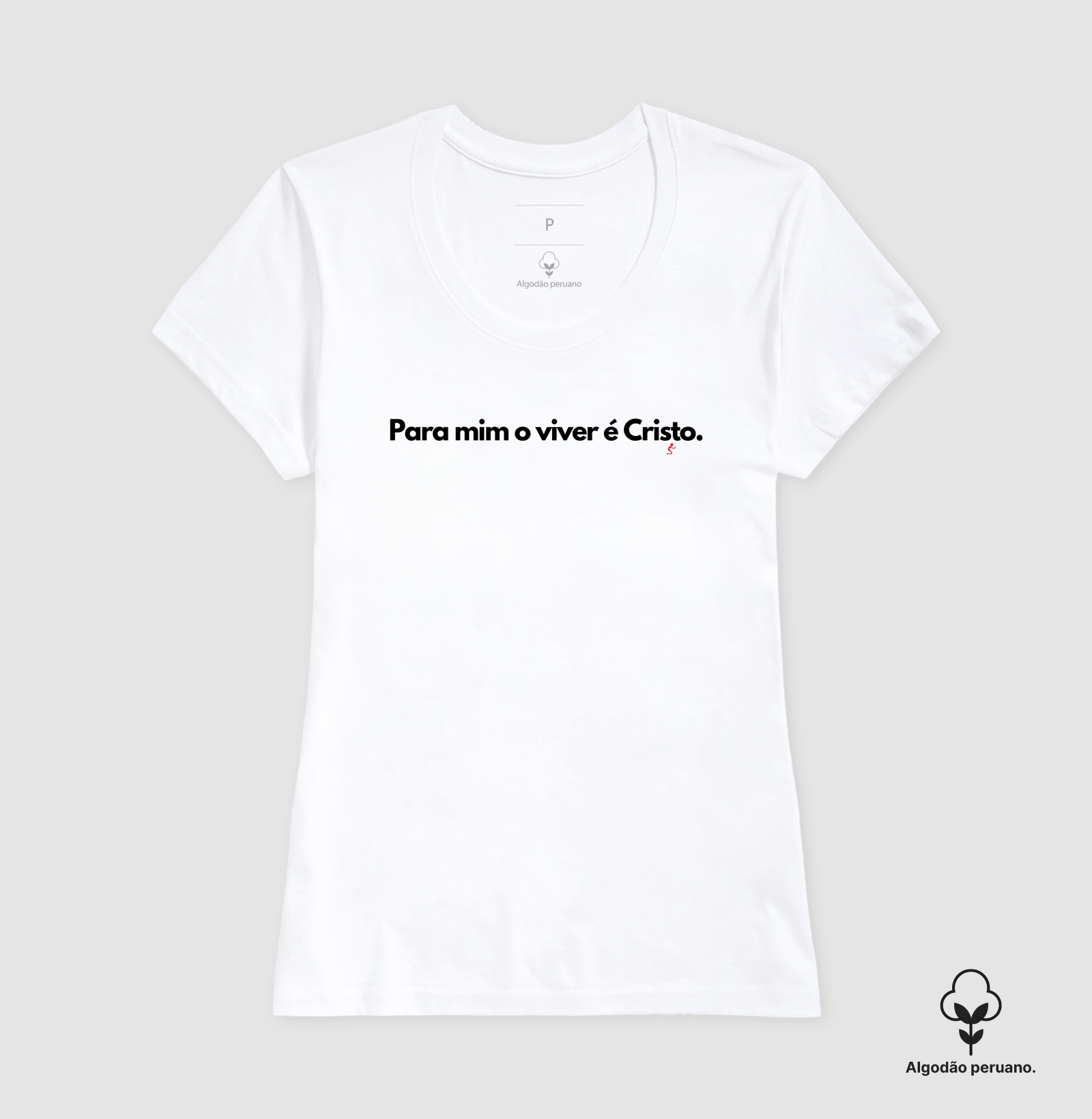 Camiseta Algodão Peruano Cristã O Viver É Cristo - Imagem 2