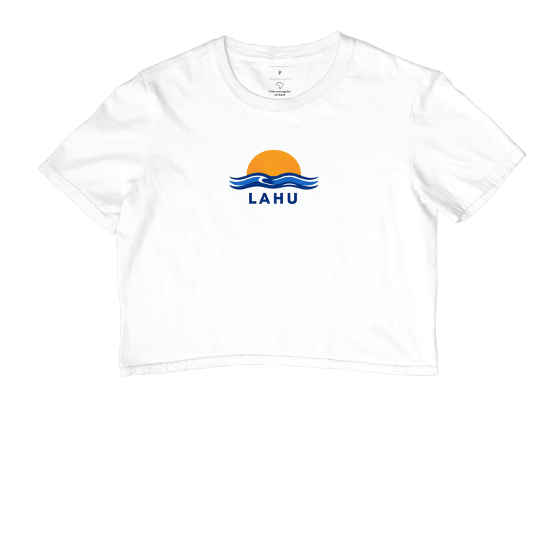A estampa LAHU combina o nascer do sol com ondas fluidas em tons de azul profundo, criando uma harmonia visual que transmite energia, serenidade e força interior. O design é limpo e equilibrado — o sol representa renovação e poder, enquanto as ondas simbolizam movimento e liberdade. - Imagem 3