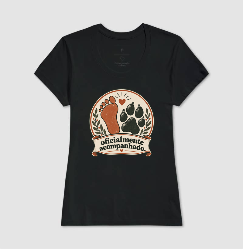 Camiseta Cachorro Minimalista "oficialmente acompanhado" | Pelo & Pano - Imagem 3
