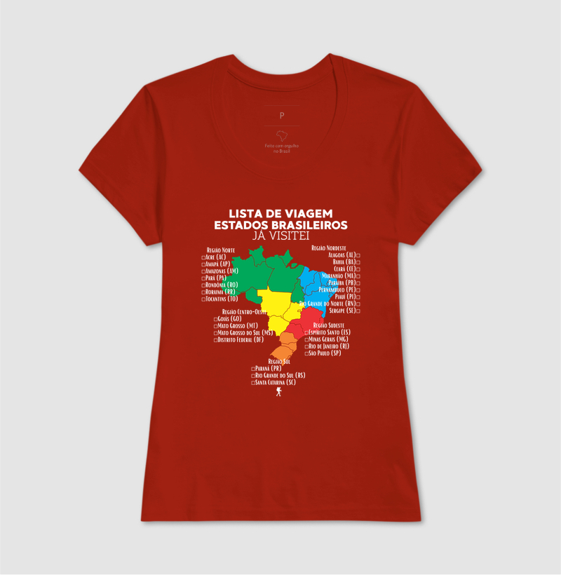 Camiseta Lista de Viagem Estados Brasileiros Ja Visitei | Mapa Brasil Auto Personalizavel | Colecao Personalizaveis - Imagem 14