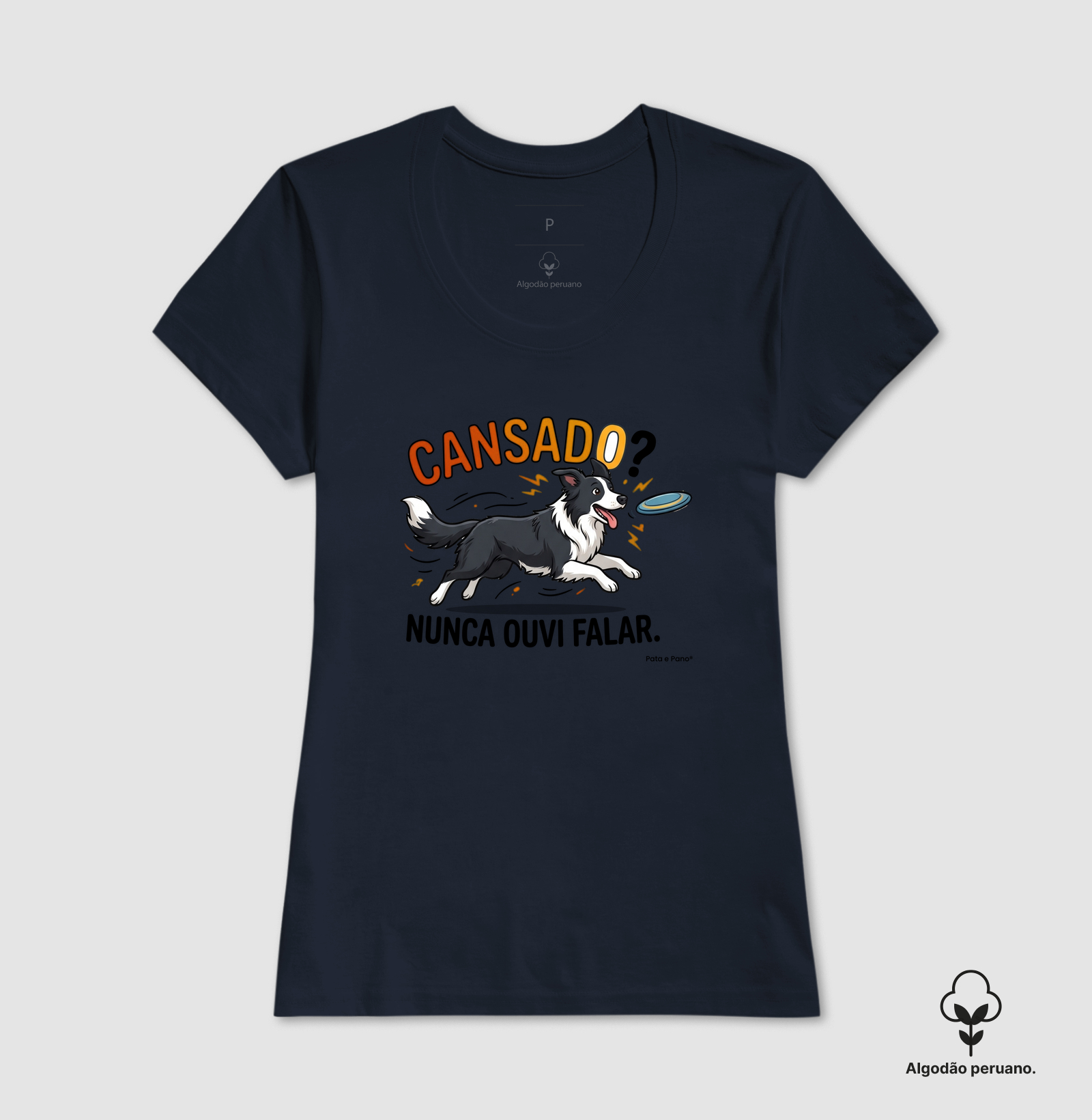 CAMISETA ALGODÃO PERUANO BORDER COLLIE CANSADO - Imagem 5