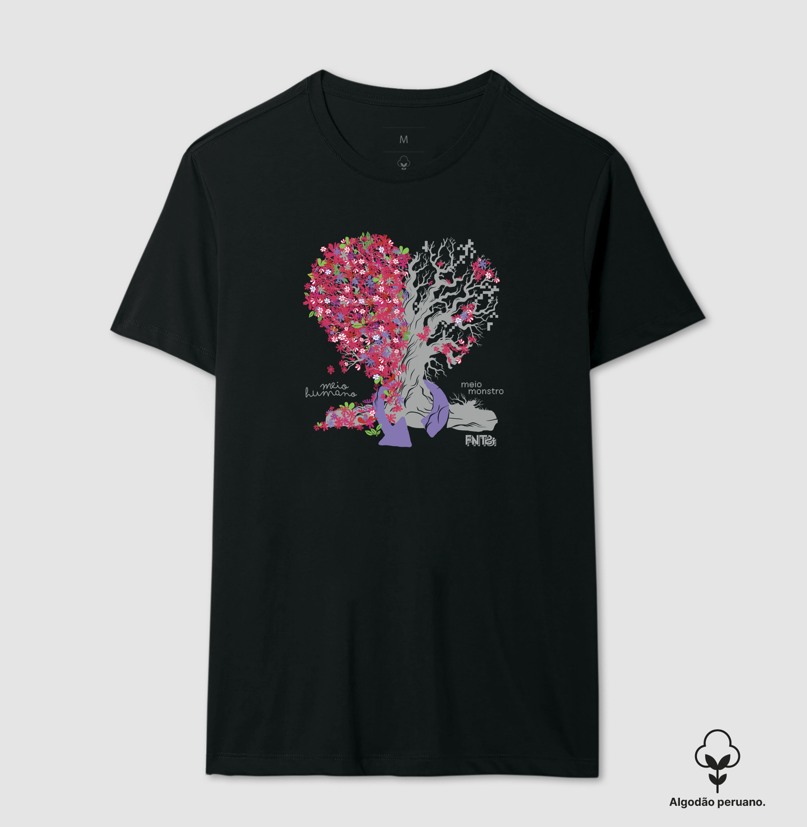 T-SHIRT "HUMANOS E MONSTROS" / ÁRVORE-CORAÇÃO (ALGODÃO PERUANO)