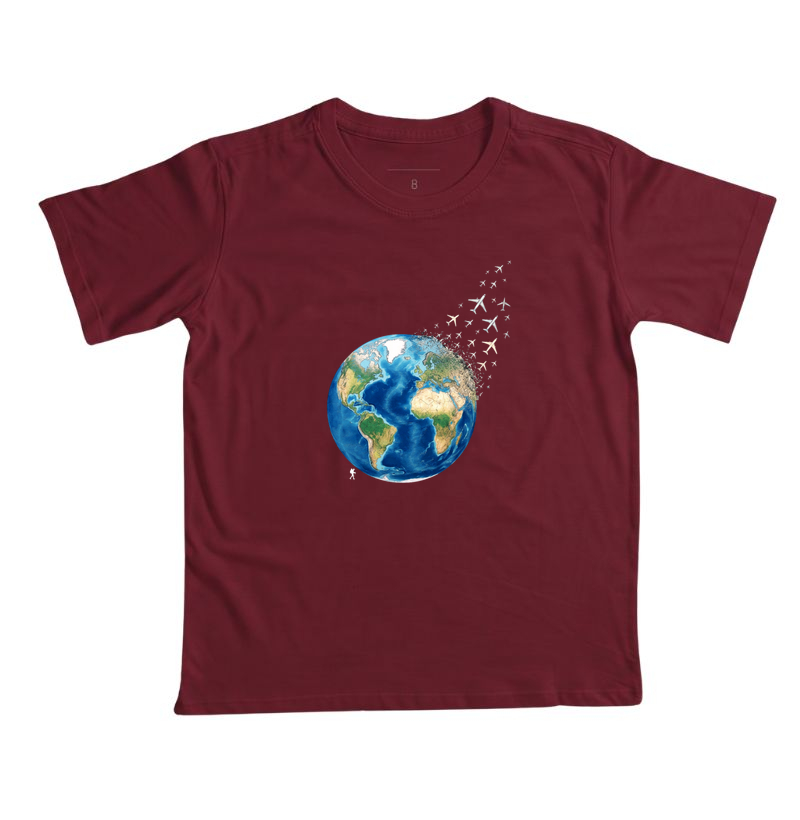 Camiseta Globo Terrestre Avioes Dispersos | Arte 3D Viagem Mundo | Colecao Viciados em Viagem - Imagem 3
