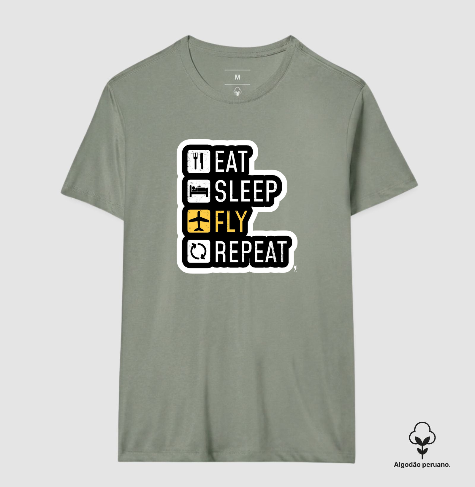 Camiseta Eat Sleep Fly Repeat | Rotina do Viajante Viciado | Colecao Viciados em Viagem - Imagem 9