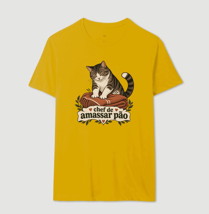 Camiseta Gato Amassando Pão "chef de amassar pão" | Pelo & Pano - Imagem 14