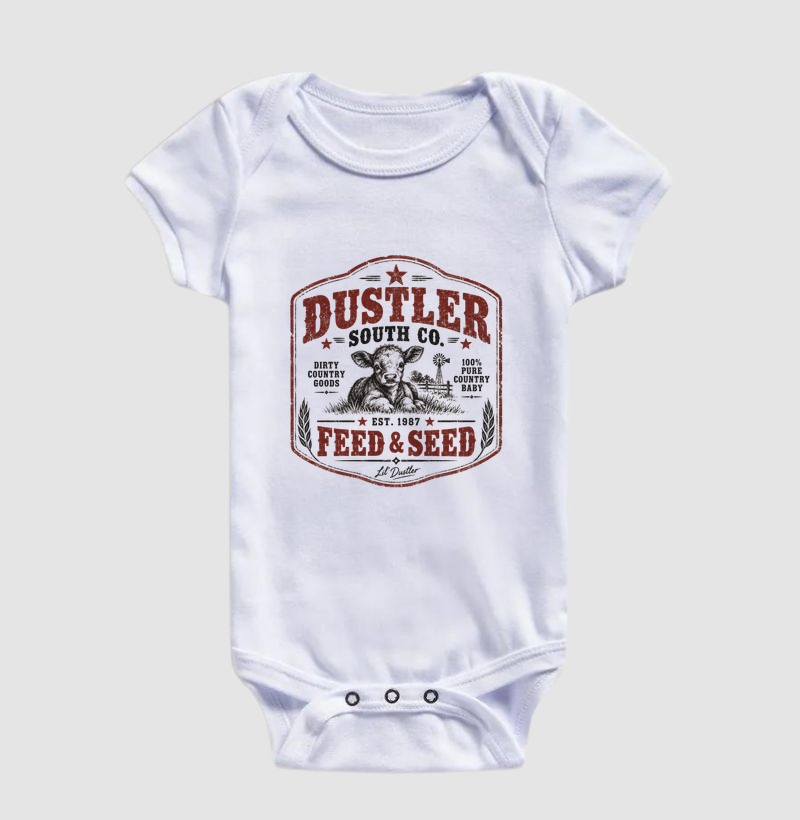 Body Bebê Unissex Feed & Seed – Lil’ Dustler Country 100% Algodão - Imagem 4