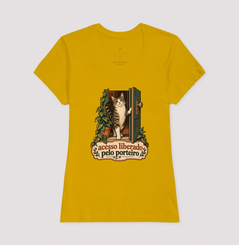Camiseta Gato Porta "acesso liberado pelo porteiro" | Pelo & Pano - Imagem 15