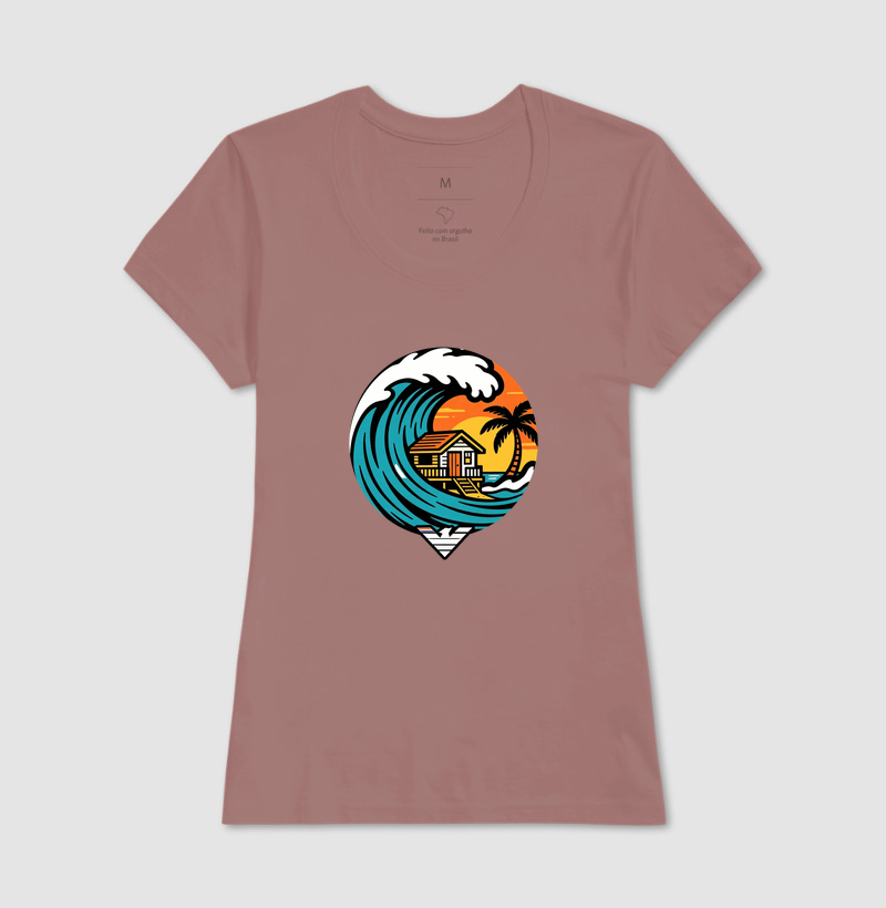 Paraíso no mar - estampa exclusiva.  Sente a brisa, ouça o som das ondas e leve a vibe do paraíso pra onde você for! Mais que uma camiseta - é levar o paraíso com você todo dia. - Imagem 17