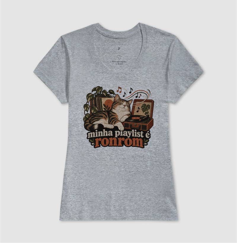 Camiseta Gato Música "minha playlist é ronrom" | Pelo & Pano - Imagem 9