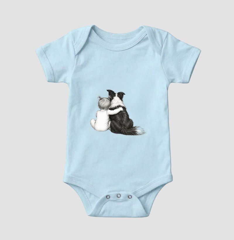 Abraço - Cachorro (Border Collie) e bebê menina (body bebê) - Imagem 4