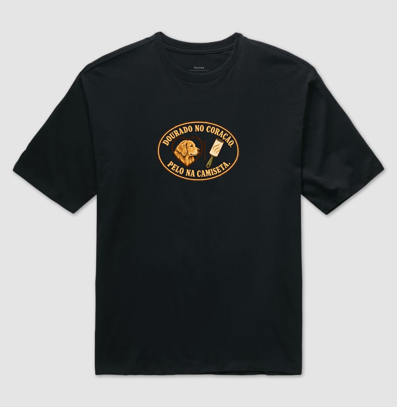 Dourado no coração. Pelo na camiseta. - Imagem 2