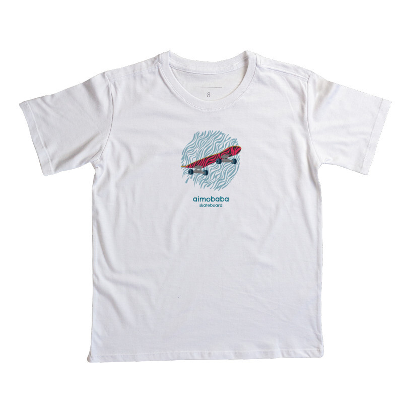 Camiseta Aimobaba Skateboard infantil branca