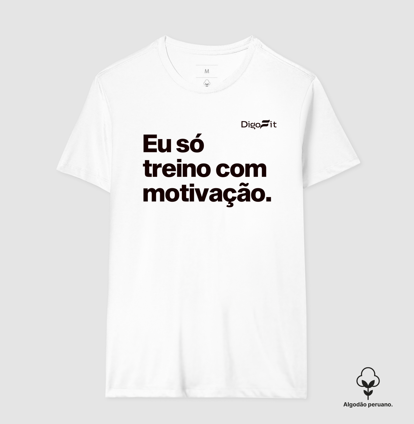 CAMISETA ALGODÃO PERUANO ACADEMIA EU SÓ TREINO COM MOTIVAÇÃO - Imagem 5