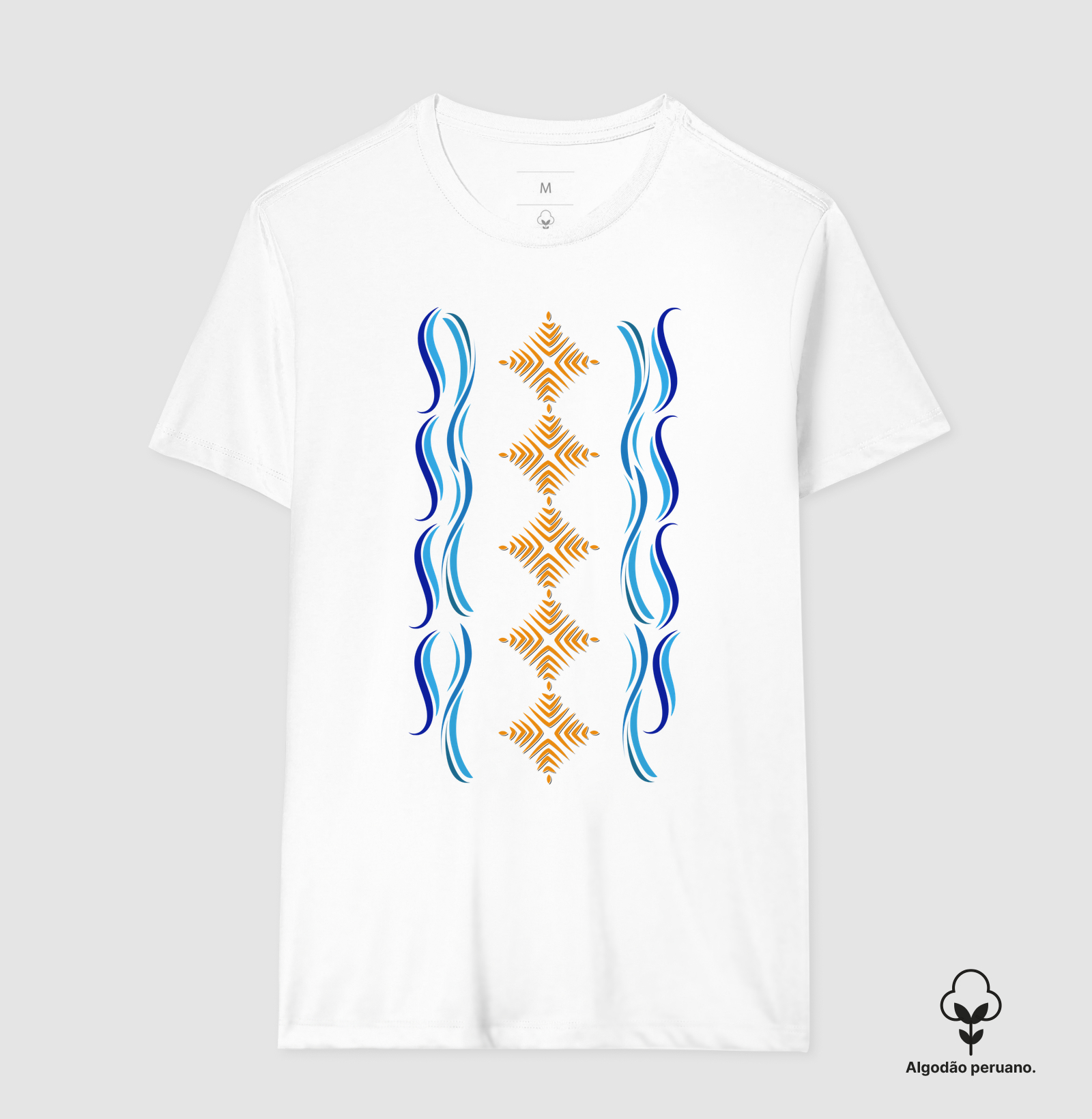 T-shirt Indígena- Grafismo Tsamata Piruara – A Escama que Guarda o Movimento do Rio - Imagem 5