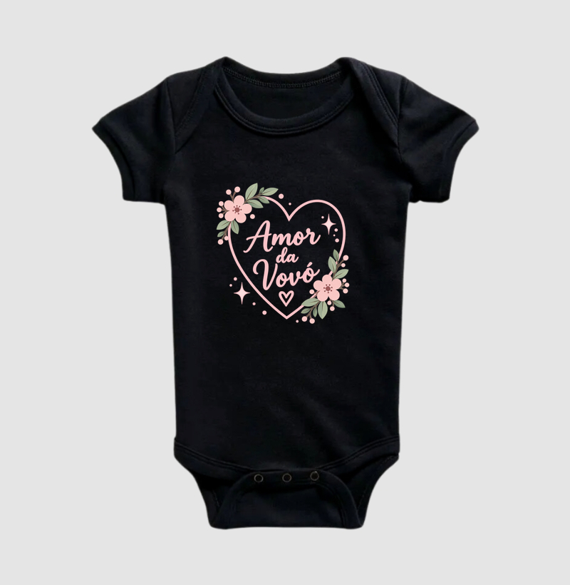 Amor da Vovó - coração e flores (body bebê) - Imagem 4