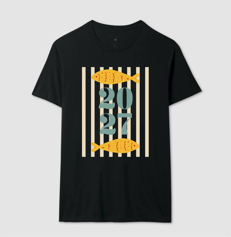 Camiseta Ano Novo 2027 Peixe Mediterrâneo Algodão - Imagem 4