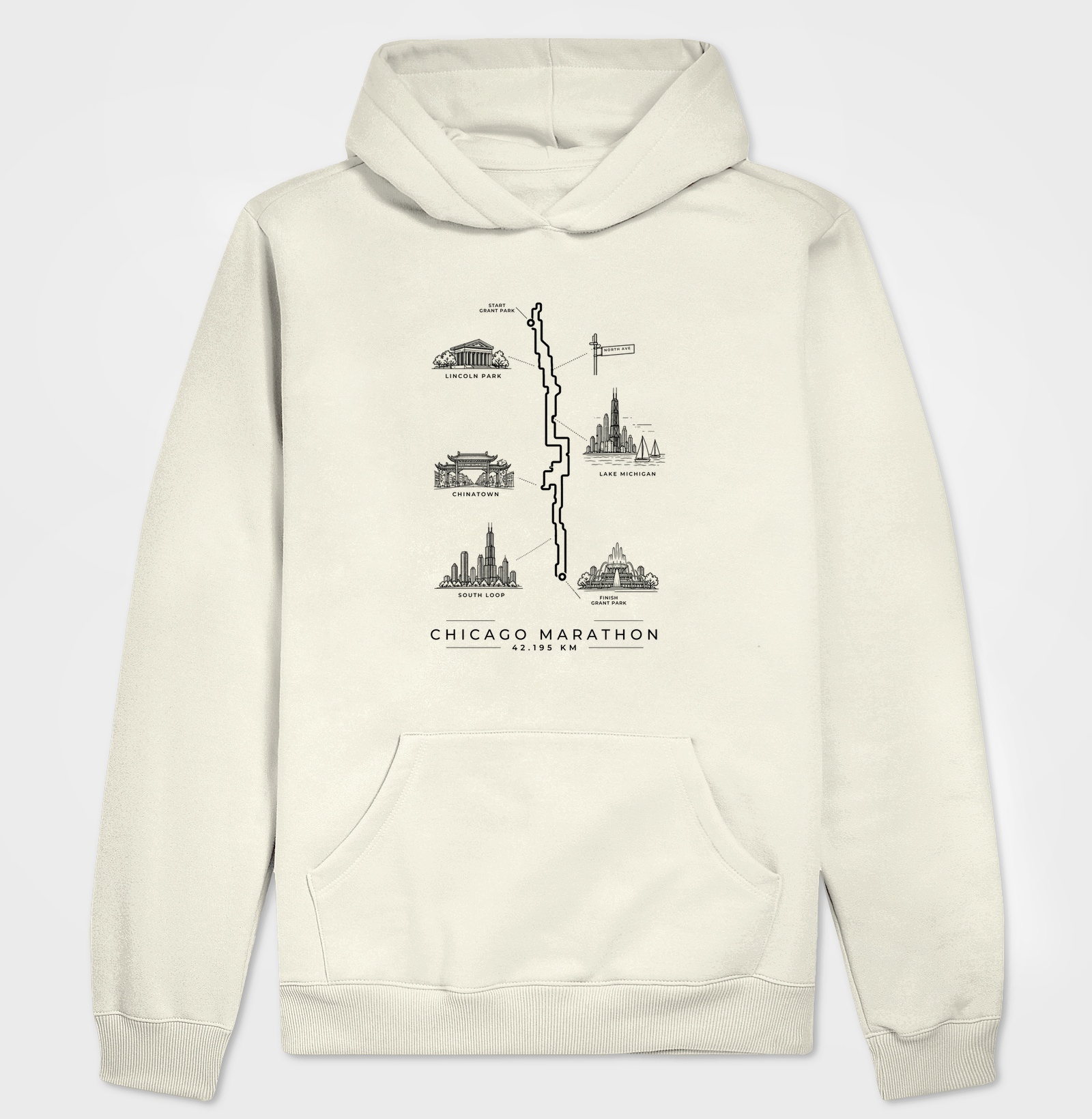 Hoodie Moletom Maratona - Percurso Maratona de Chicago - Imagem 3