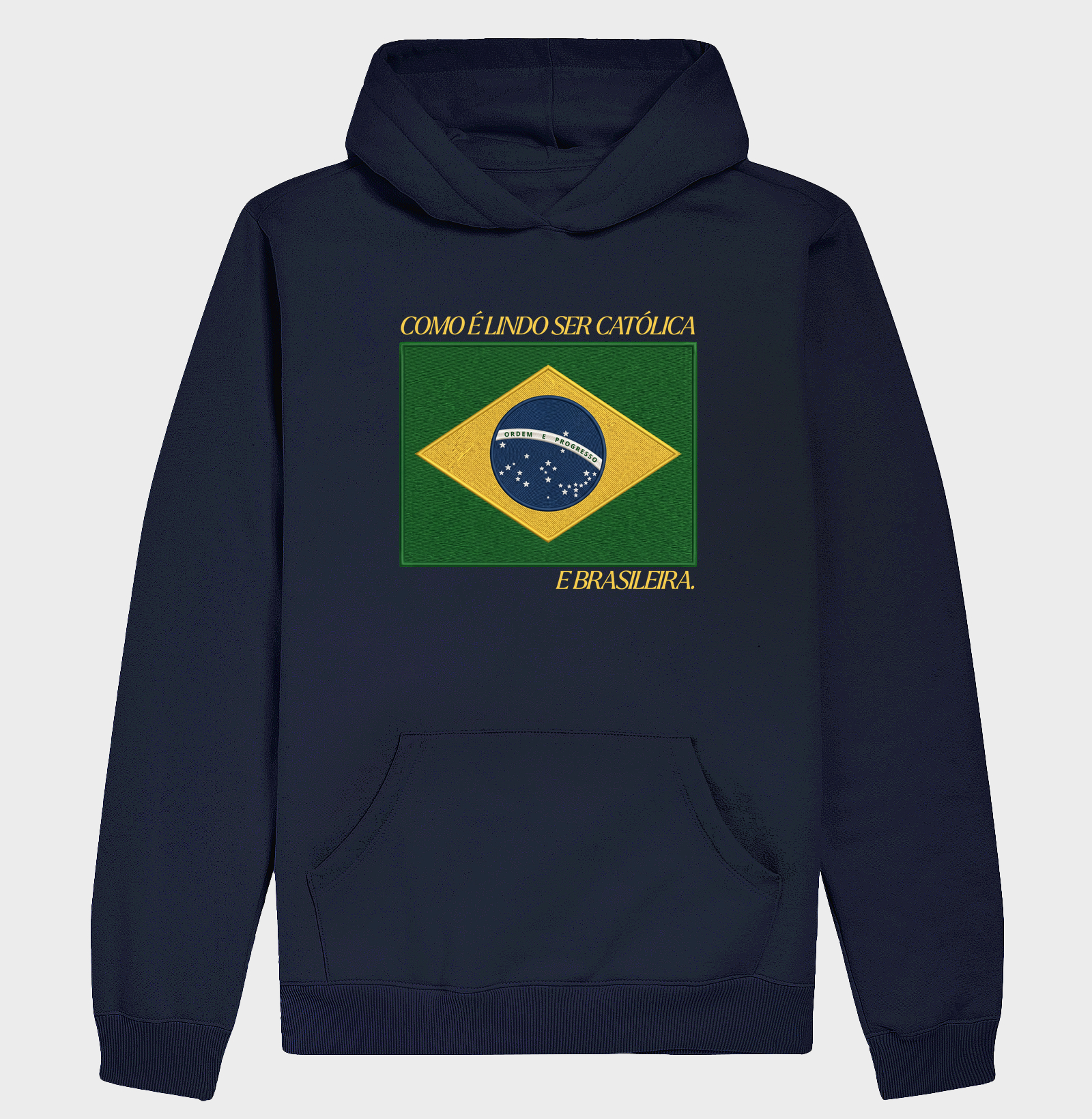 Moletom com Capuz Brasil Bandeira Estilo Bordada - Imagem 4