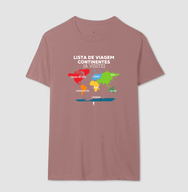 Camiseta Lista de Viagem Continentes Ja Visitei | Mapa Mundi Auto Personalizavel | Colecao Personalizaveis - Imagem 19