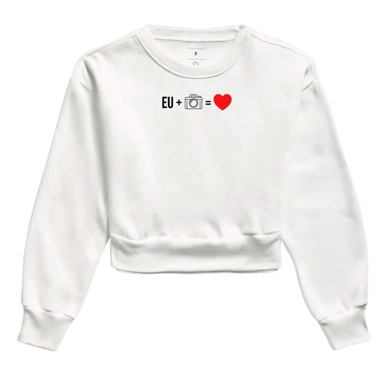 Moletom cropped feminino eu + câmera = amor - Imagem 3