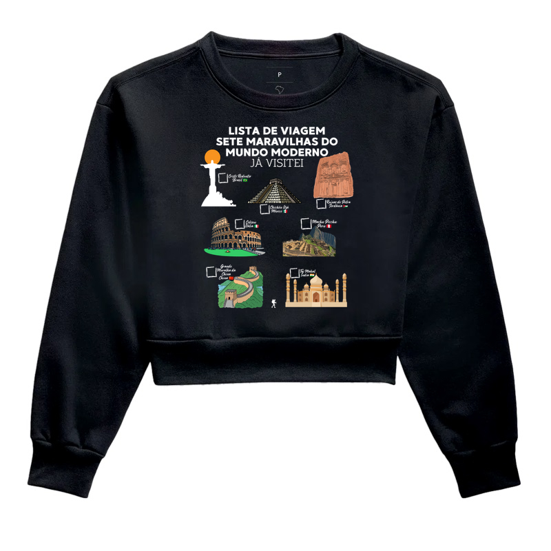 Camiseta Lista de Viagem Sete Maravilhas do Mundo Moderno | Marque as que Ja Visitou | Colecao Personalizaveis - Imagem 2