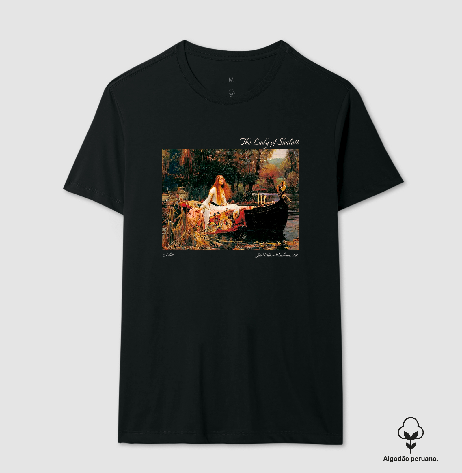 Camiseta A Dama de Shalott – John William Waterhouse 1888 Algodão Peruano  - Imagem 5