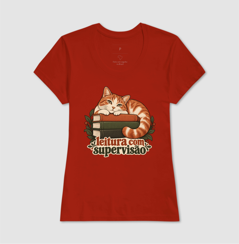 Camiseta Gato Leitura "leitura com supervisão" | Pelo & Pano - Imagem 12