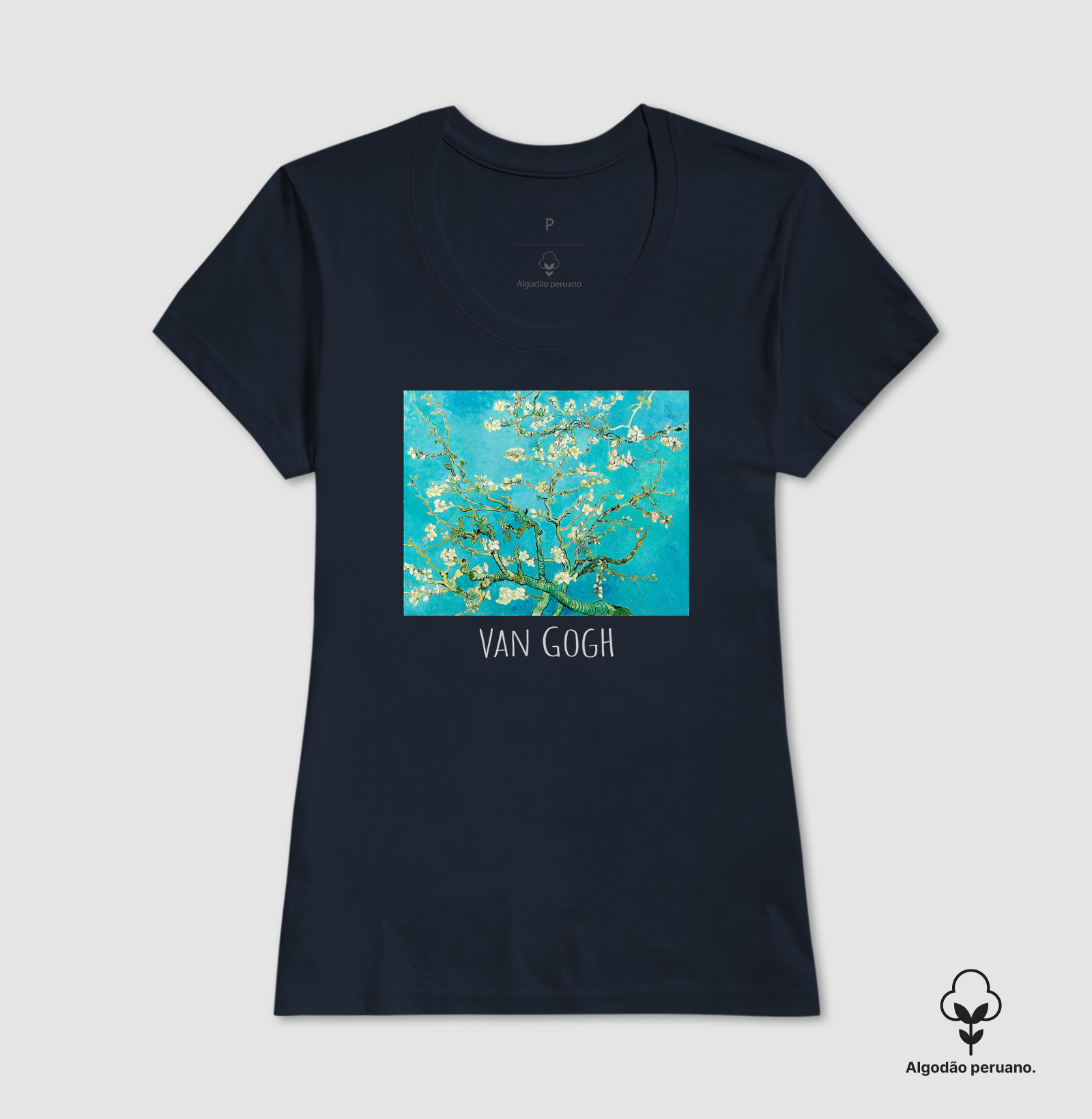 Camiseta Van Gogh Almond Blossoms Unissex Algodão Peruano Premium - Imagem 5
