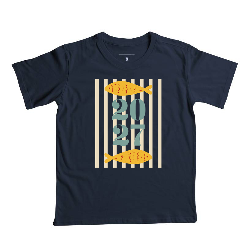 Camiseta Infantil Ano Novo 2027 Peixe Mediterrâneo  - Imagem 8
