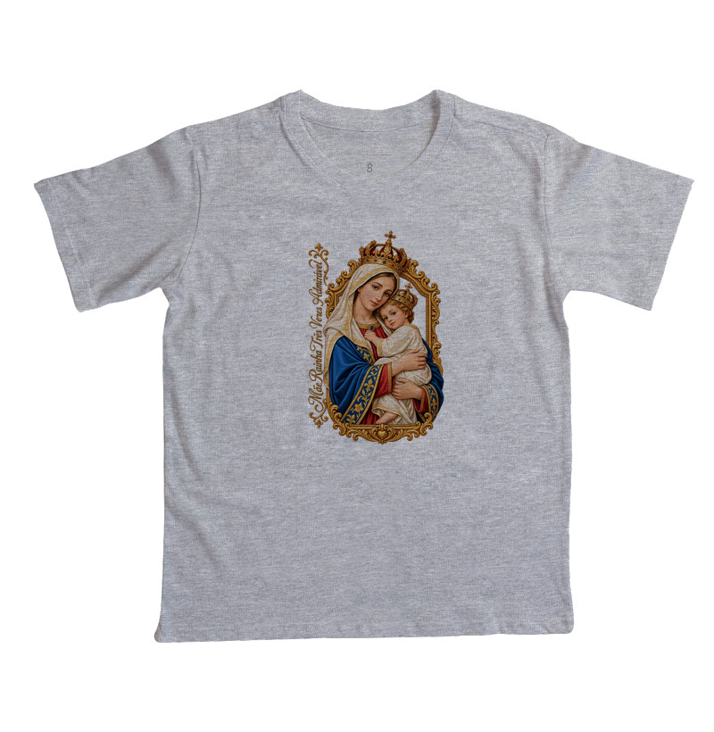 Camiseta Mãe Rainha Três Vezes Admirável Com Menino Jesus - Imagem 6