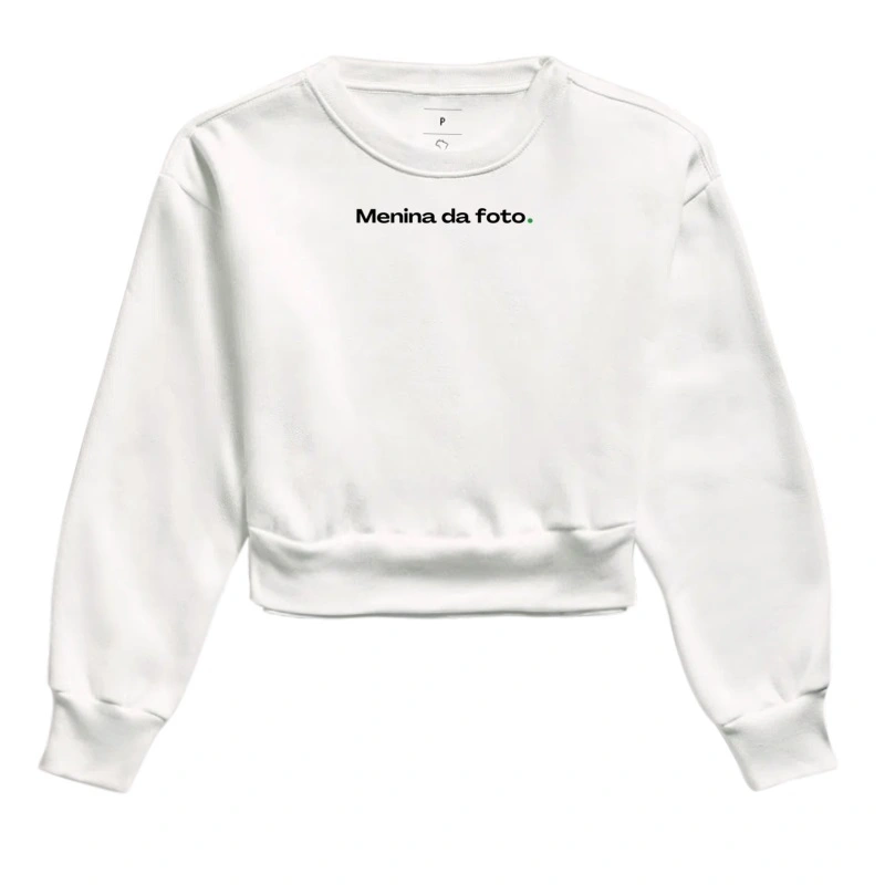 Moletom cropped feminino, menina da foto. - Imagem 3