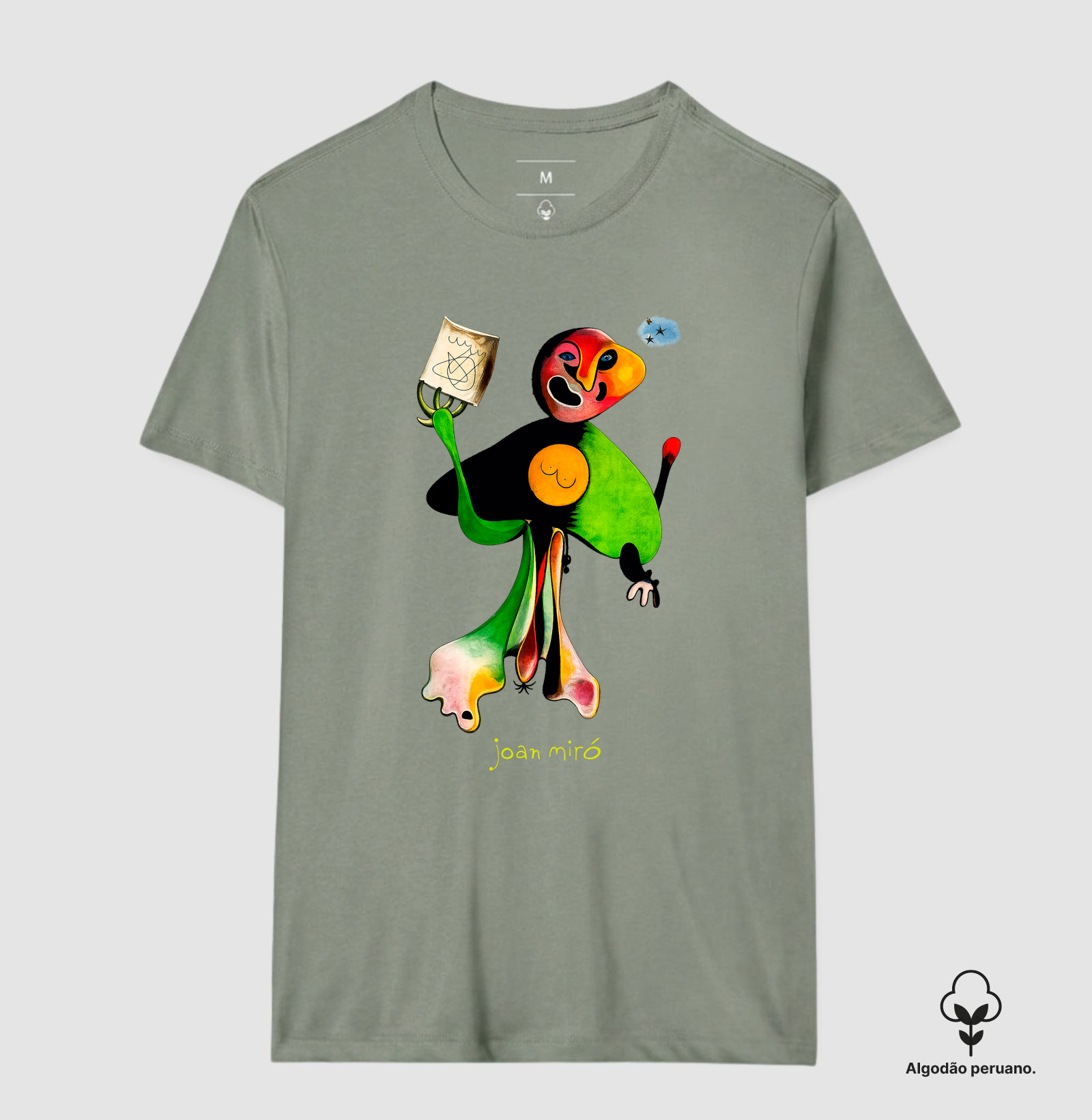 Camiseta Algodão Peruano Tanguis Joan Miró Homem com Cachimbo  - Imagem 2