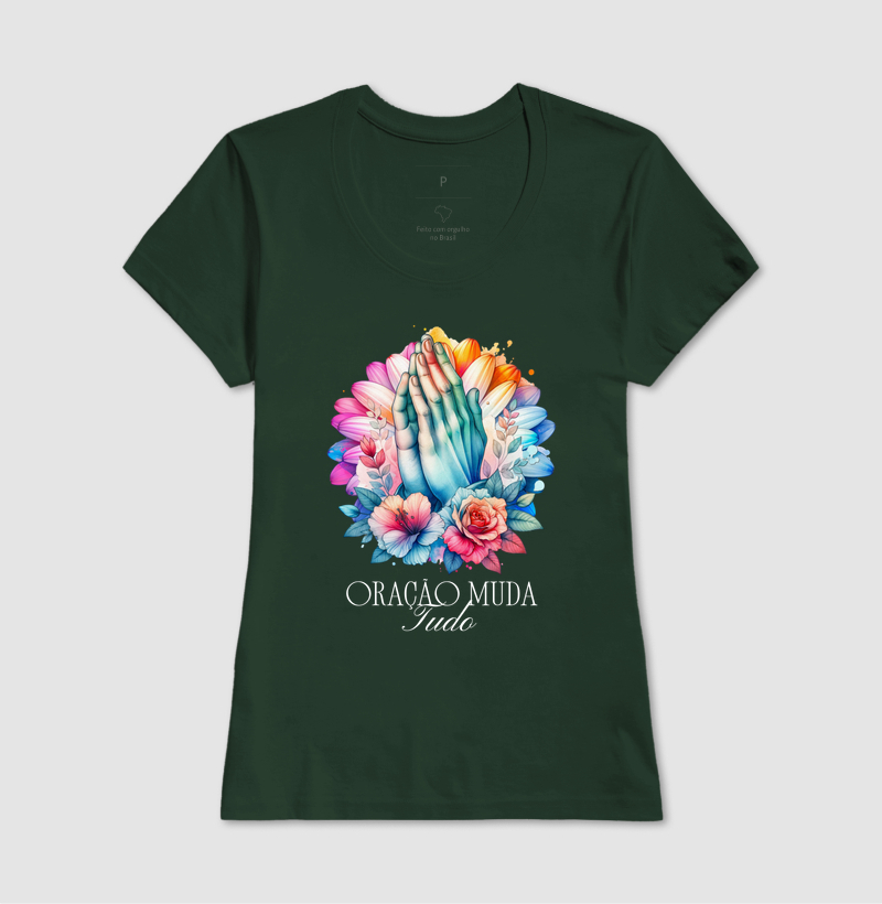 Camiseta Feminina Acinturada Oração Muda Tudo - Imagem 7