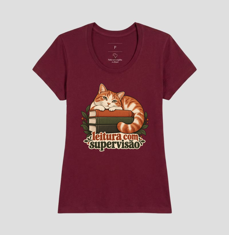 Camiseta Gato Leitura "leitura com supervisão" | Pelo & Pano - Imagem 20