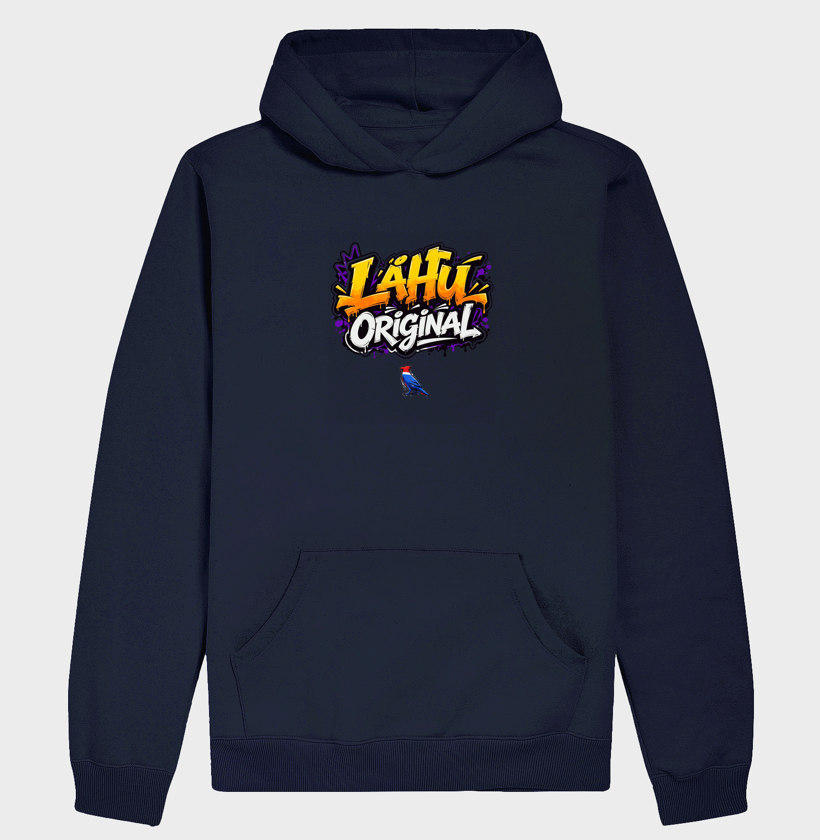 O grafite LÄHU Original brilha em tons vibrantes de laranja e roxo, traduzindo energia e movimento. Mistura perfeita entre arte de rua e moda contemporânea, feita para quem vive o estilo com propósito. - Imagem 4