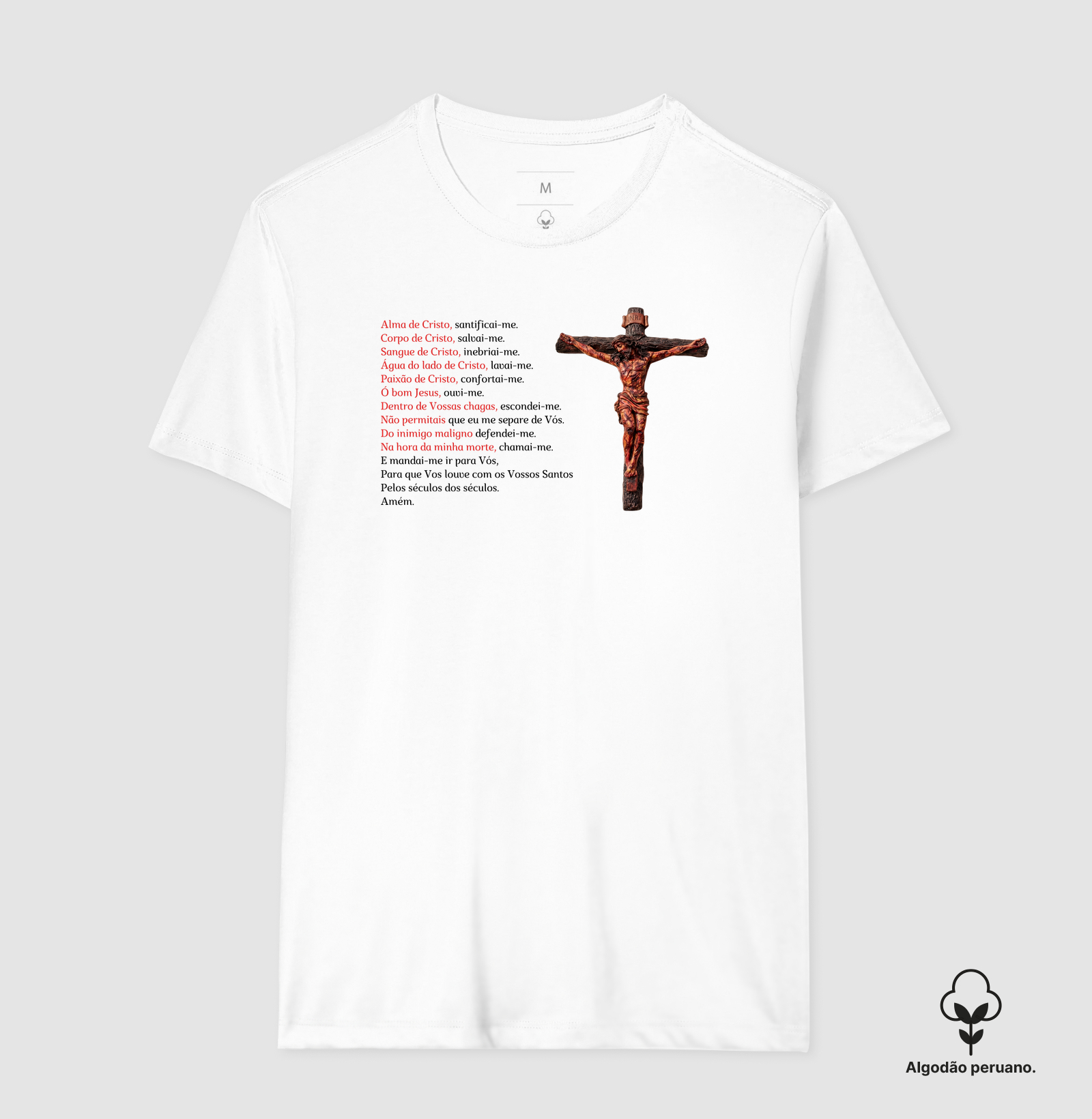 Camiseta Algodão Peruano Oração Alma de Cristo - Imagem 4