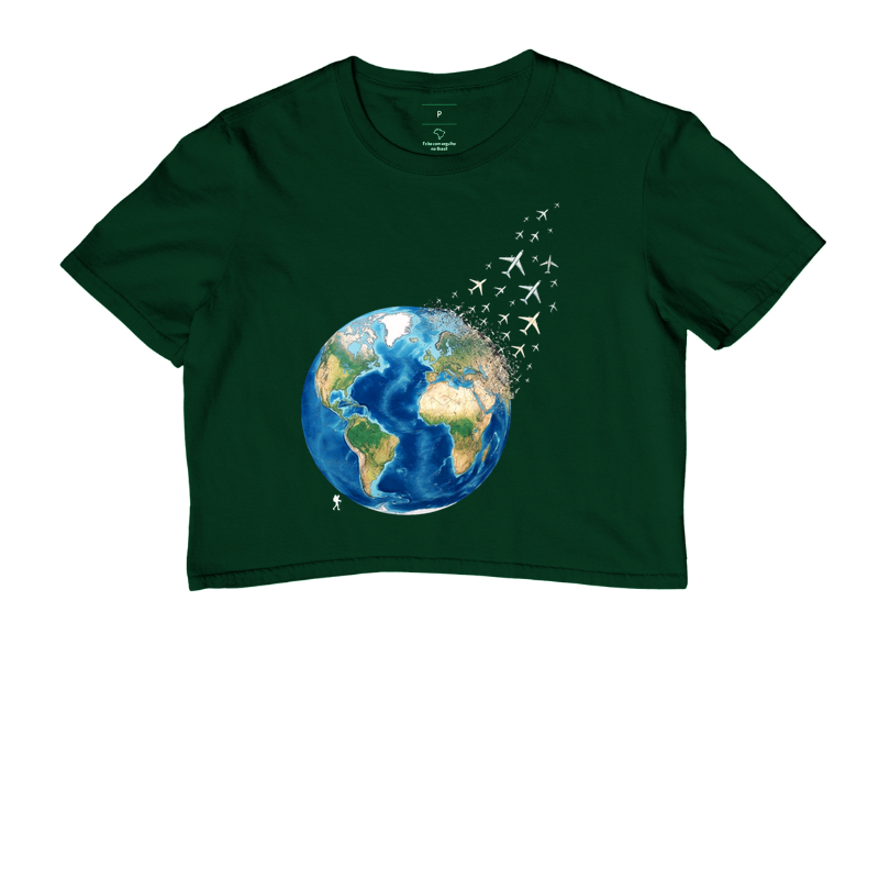 Camiseta Globo Terrestre Avioes Dispersos | Arte 3D Viagem Mundo | Colecao Viciados em Viagem - Imagem 5
