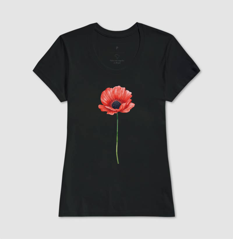 Poppy Bloom - Camiseta Algodão Premium - Imagem 3
