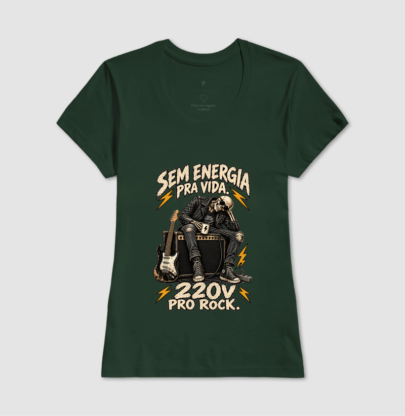 Camiseta Sem Energia Pra Vida 220V Pro Rock – Estampa Caveira Rocker e Guitarra - Imagem 11