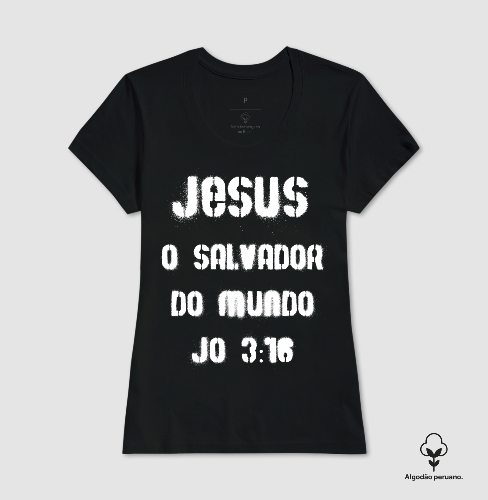 Camiseta Algodão Peruano Cristã O Salvador do Mundo - Imagem 2