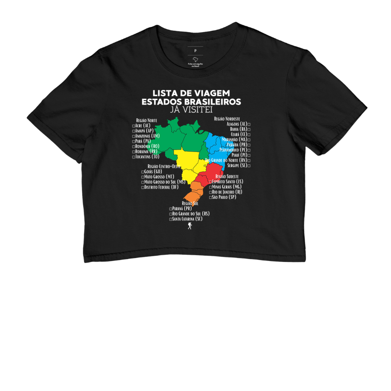 Camiseta Lista de Viagem Estados Brasileiros Ja Visitei | Mapa Brasil Auto Personalizavel | Colecao Personalizaveis - Imagem 2