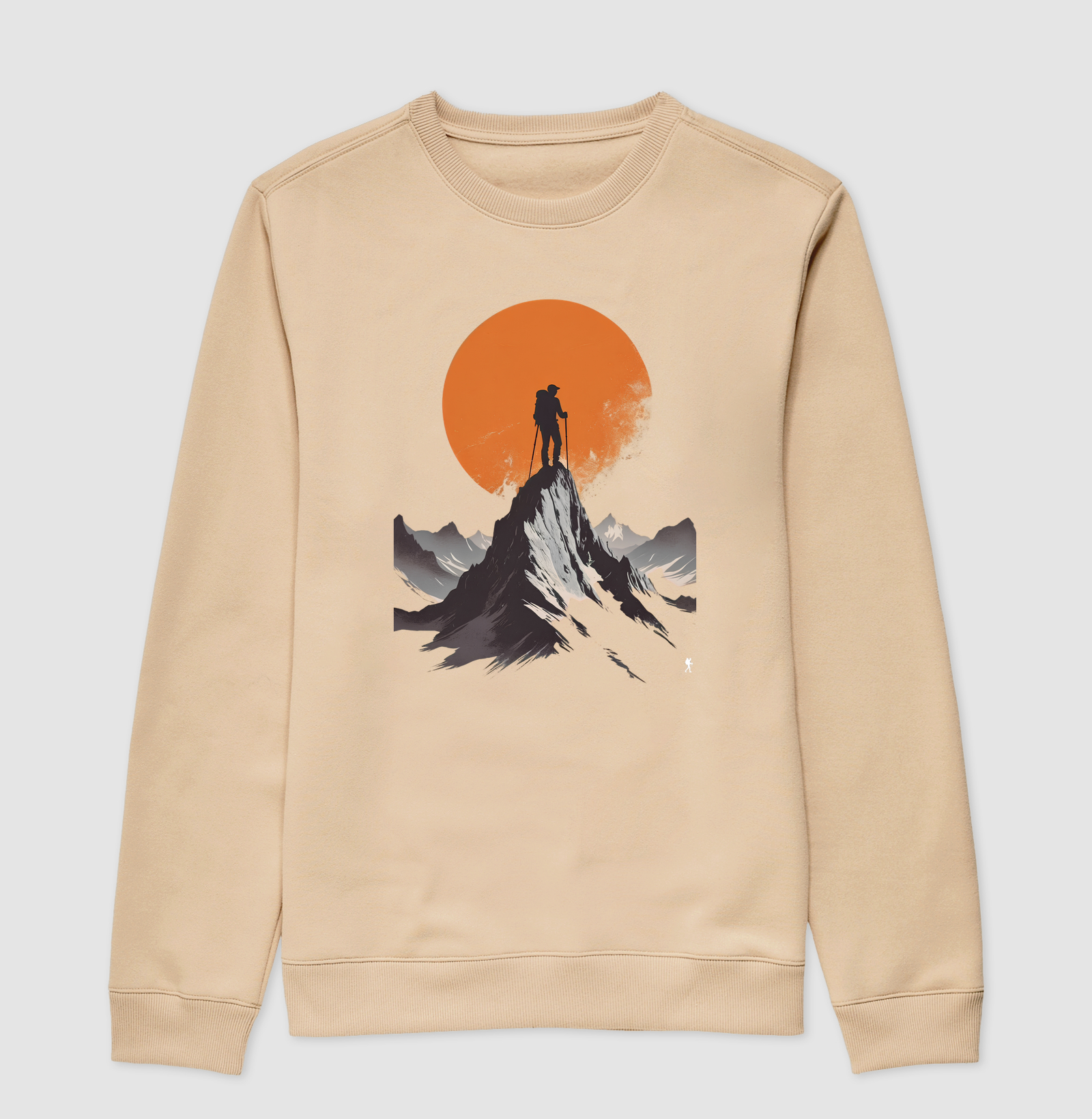 Camiseta Trilheiro no Topo da Montanha | Sol Laranja Silhueta Aventura | Colecao Fashion Travel - Imagem 3