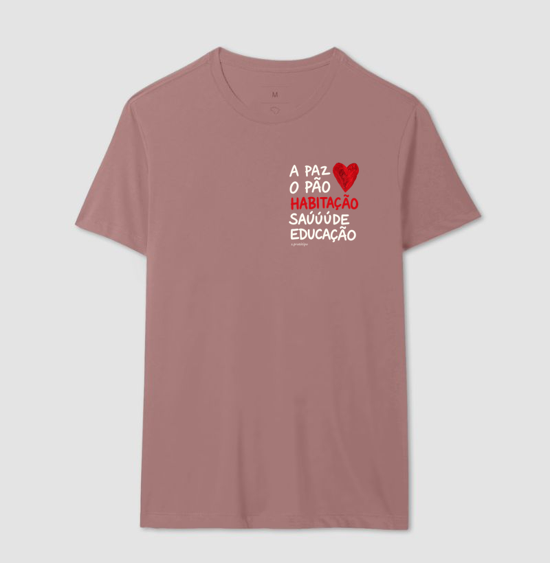Camiseta A Paz, o Pão, Habitação, Saúde e EducaçãoCamiseta A Paz, o Pão, Habitação, Saúde e Educação - Imagem 14