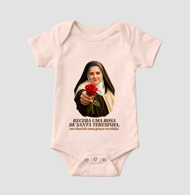 Camiseta Santa Teresinha do Menino Jesus Receba uma Rosa - Imagem 5