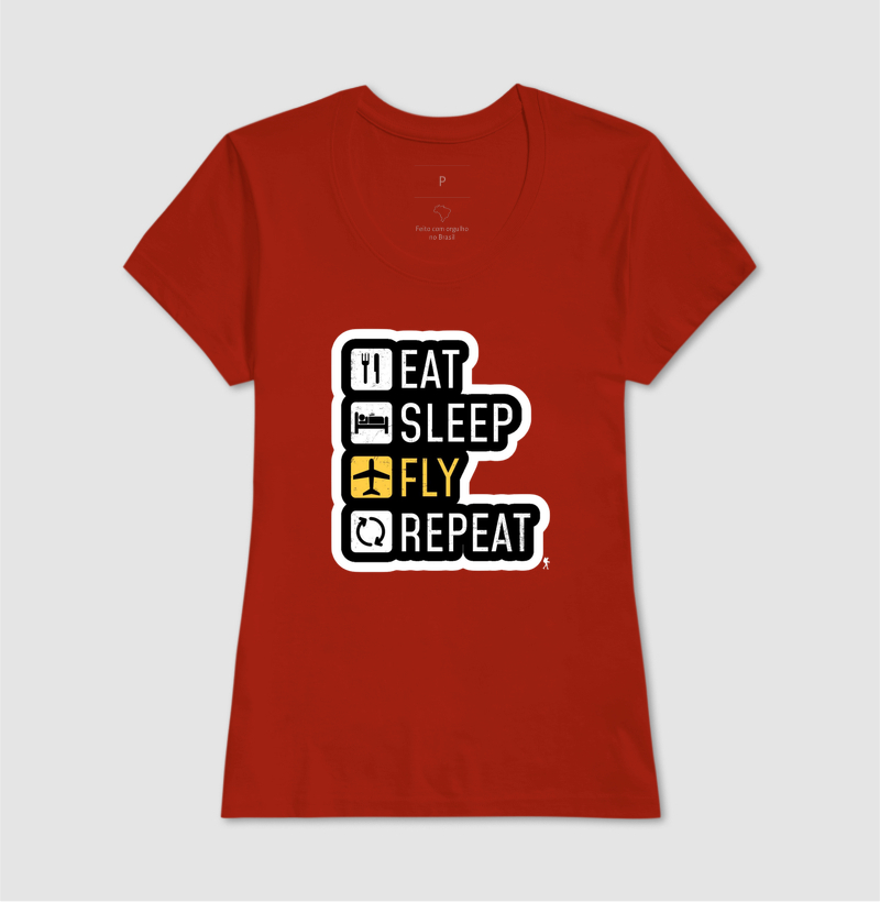 Camiseta Eat Sleep Fly Repeat | Rotina do Viajante Viciado | Colecao Viciados em Viagem - Imagem 14