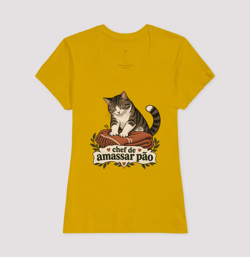 Camiseta Gato Amassando Pão "chef de amassar pão" | Pelo & Pano - Imagem 15