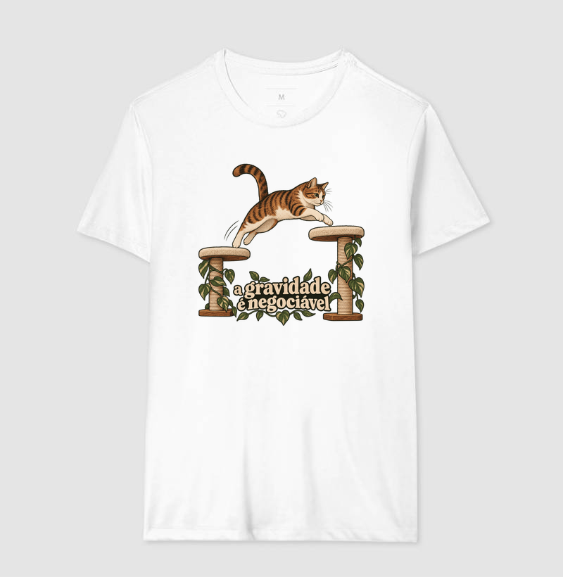 Camiseta Gato Salto "a gravidade é negociável" | Pelo & Pano - Imagem 4
