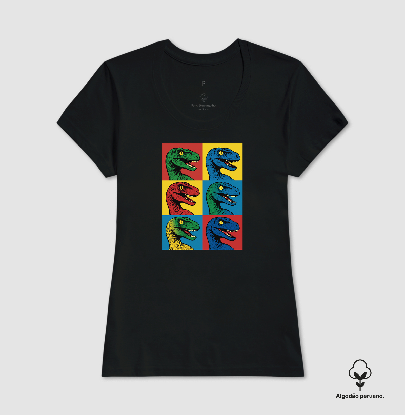 Camiseta Algodão Peruano Dino Pop Velociraptor - Imagem 6